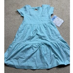 Crown & Ivy Kids Dress Girls Medium Blue‎ Tiered Flared Bow Soft Chic Casual NWT